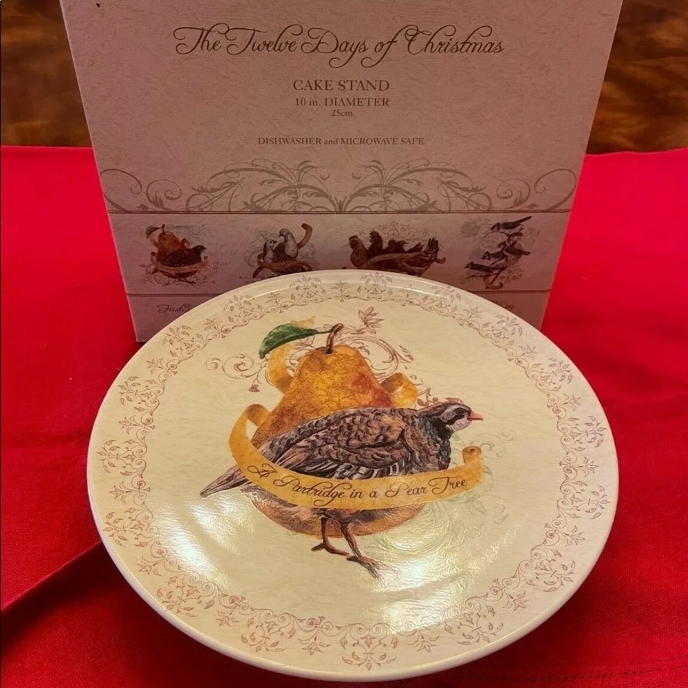 Noble Excellence 12 Days of Christmas Footed Cake Stand Pedestal 10"